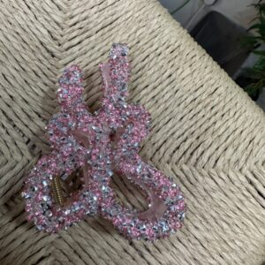 Rhinestone Bow Claw Clip (Pink)