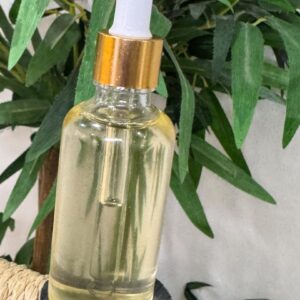Clear Glass Dropper Bottle with Hair Oil / Serum (Gold Cap)