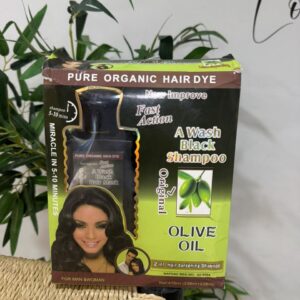 A Wash Black Shampoo — Pure Organic Hair Dye, Olive Oil (2-in-1 Darkening Shampoo), 476ml